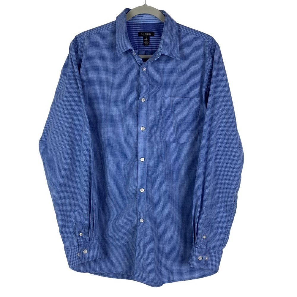 Van Heusen Button Down‎ Shirt Men's Medium 15-15.5 Blue White